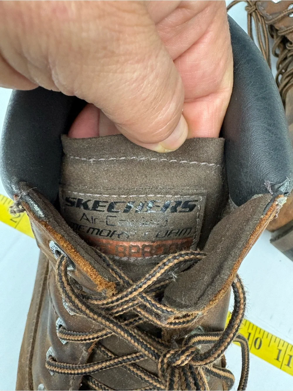 Skechers Men Size 12 Boots Brown Leather Sergeants Verdict Waterproof Work Laces